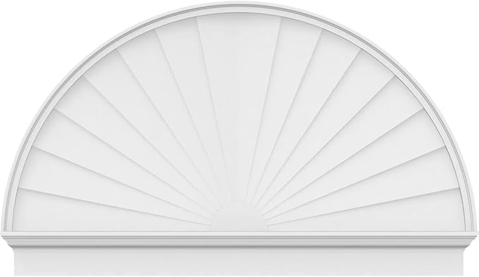 60"W x 36-3/4"H x 2-3/4"P Half Round Sunburst Architectural Grade PVC Combination Pediment