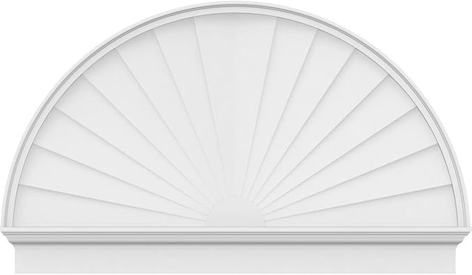 56"W x 34-3/4"H x 2-3/4"P Half Round Sunburst Architectural Grade PVC Combination Pediment