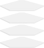 Homode Corner Wall Shelf, Corner Shelf Floating, Set of 4 Wooden Hanging Corner Shelves with Wire Hole for Bathroom Living Room Office, White