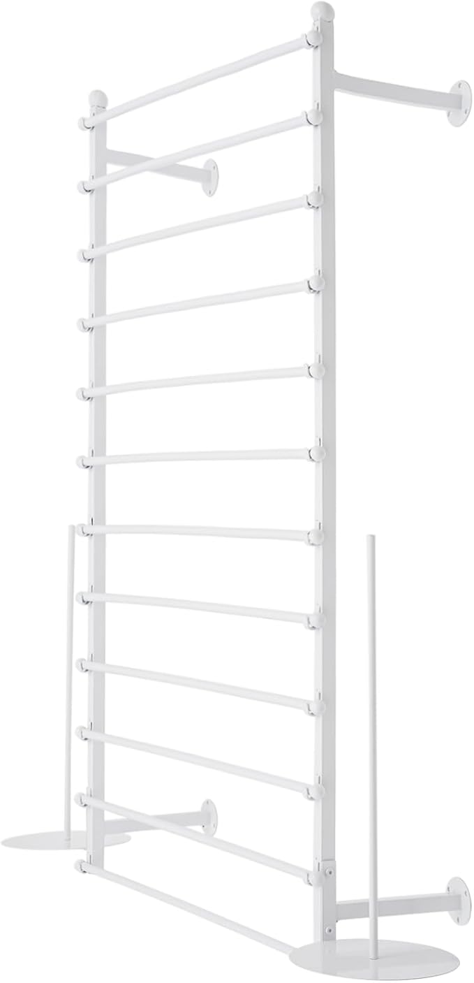 12-Tier Wall Mounted Scarf Rack, Scarf Display Rack, Towels Storage Hanger, Commercial Hijab Scarf Holder Organizer Space Saving for Retail Stores, Boutiques, Home (White, 31.5in Width)