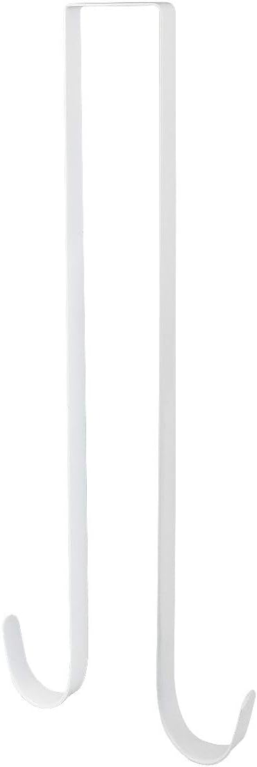 Over The Door Metal Double Sided Wreath Hanger - 1 Sided Wreath Hanger for Clothing, Towels, Wreaths, Bags Organization, Parties or Holiday Decoration - Premium Sturdy Metal 15" L (1Pcs, White)