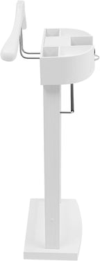 Clothing Valet Stand, Wood Suit Rack with Drawer & Compartment, Freestanding Valet Stand for Women and Man, 17"x12"x44" Suit Stand for Home Hotel Office (White)