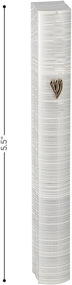My Daily Styles Aluminum Mezuzah Case, Striped Modern Design, Indoor Outdoor, 5 Inch, Weather Proof (White)