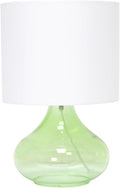 Simple Designs LT2063-GRW Glass Raindrop Table Lamp with Fabric Shade, Green with White Shade
