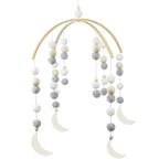 WAYUTO Neutral Handmade Felt Ball Ceiling Mobile - Gray Moon