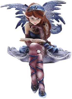 4 Inch Purple Fairy Sitting and Reading a Book Statue Figurine