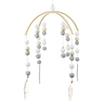 WAYUTO Neutral Handmade Felt Ball Ceiling Mobile - Gray Leaf