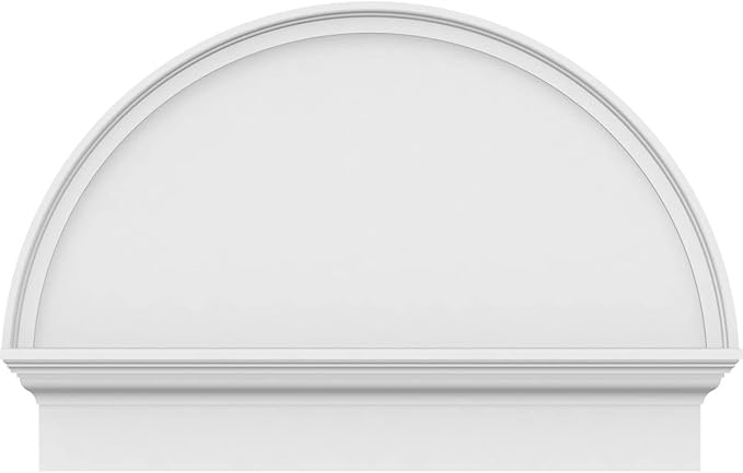 32"W x 22-3/4"H x 2-3/4"P Half Round Smooth Architectural Grade PVC Combination Pediment