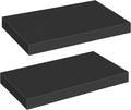 HOOBRO Floating Shelves for Wall, Wall Mounted Shelf Set of 2, 15.7" Hanging Shelf with Invisible Brackets, for Wall Decor Storage in Bathroom Bedroom Kitchen Living Room Office, Black BK40BJ01