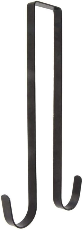 Norgail 15 Inches Metal Double Wreath Hanger Over The Door Large Double Door Wreath Hook for Christmas Wreath Front Door Hanger - Holds 2 Wreaths with 2 Sided Hanger Sturdy Black