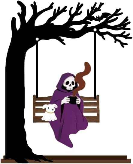 Funny Halloween Desktop Swing Decor, Spooky Indoor Home Decor for Living Room/Kitchen/Tabletop, Gothic Fall Themed Desktop Ornament, Unique Halloween Decoration for Women (Grim Reaper)