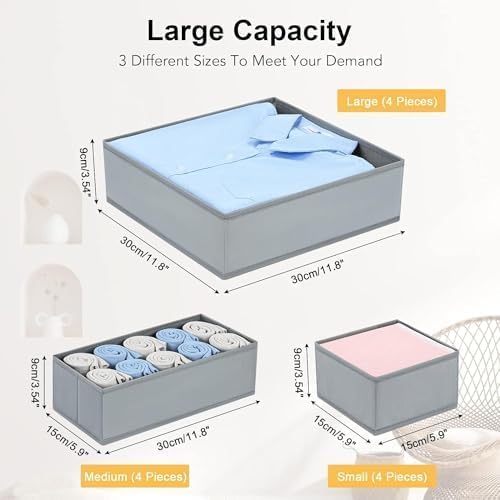 DIMJ Drawer Organizer Clothes, 24 Pack Dresser Organizer, Foldable Closet Organizers and Storage, Fabric Dresser Drawer Organizers, Drawer Dividers for Nursery, Baby Clothes, Underwears, Sock