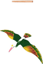 WitnyStore Wooden Bird Mobile 24" Green Crane Stork Hand Made Painted Wood Flapping Wing Birds Hanging Ceiling Decor Wind Chimes Handcrafted Art Animal Decorative Collectibles Décor Gifts Souvenirs