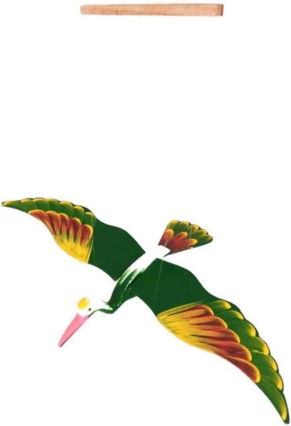 WitnyStore Wooden Bird Mobile 24" Green Crane Stork Hand Made Painted Wood Flapping Wing Birds Hanging Ceiling Decor Wind Chimes Handcrafted Art Animal Decorative Collectibles Décor Gifts Souvenirs