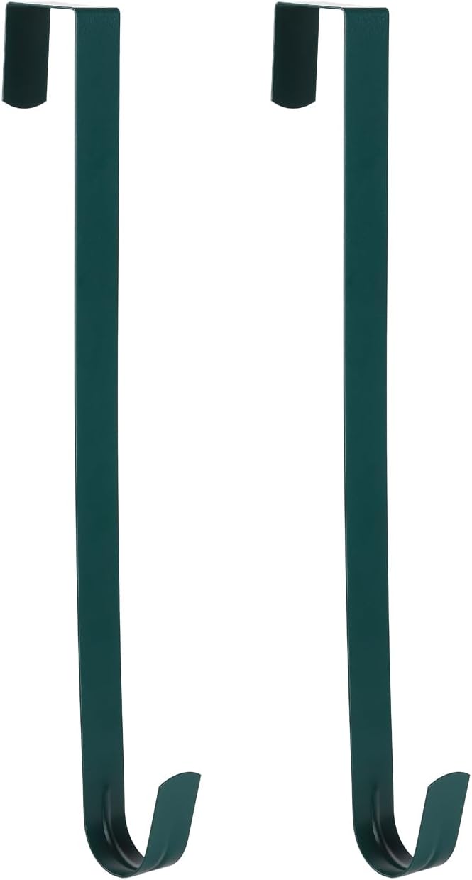Sattiyrch 15" Wreath Hanger for Front Door,Sturdy Steel Wreath Door Hanger,Over The Door Hanger Hook (Green,2)