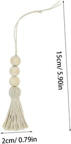 BESPORTBLE 8pcs Wood Bead Garland Ornaments Farmhouse Beads with Tassel Ornaments Hanging Decoration for Closet Handle Door Handle