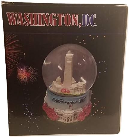Cherry Blossom Themed Washington Monument, Jefferson Memorial, White House & U.S. Capitol Decorative Snow Globe - DC Souvenirs (Large)