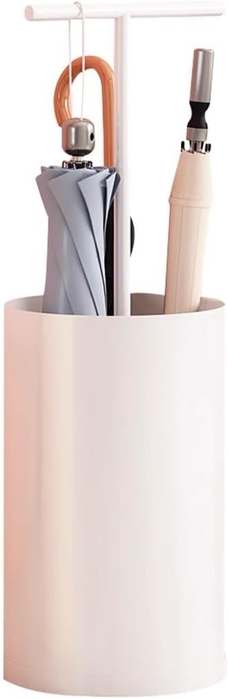 Compact Umbrella Stand for Home, Modern Indoor Umbrella Holder with Handle, Stylish Umbrella Storage Bucket - White Color, Perfect for Entryway and Living Room