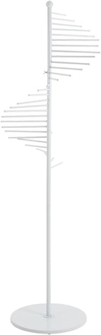 67" Freestanding Scarf Organizer, Spiral Scarf Display Rack with 30 Rods Metal Hijab Organizer Commercial Hijab Hanger Belt Pants Hanger for Shopping Mall Clothing Store Home (White)