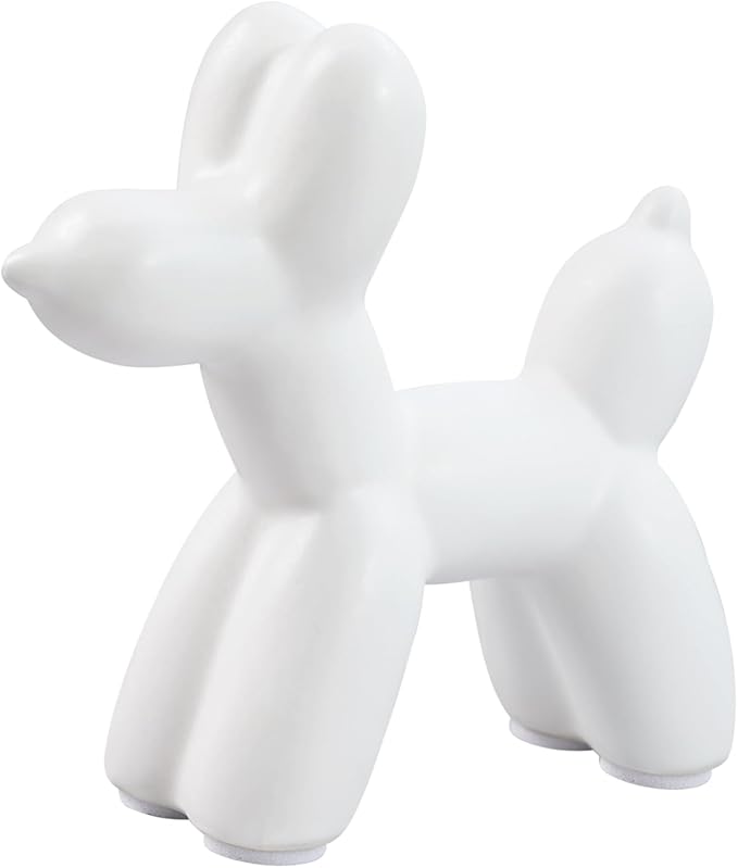 Notakia Cute Ceramics White Balloon Dog Statue Crafts Living Room Desktop Decorations,Handmade Modern Small Ceramic Animal Statue Ornament Home Decor Accents (White, Small)