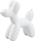 Notakia Cute Ceramics White Balloon Dog Statue Crafts Living Room Desktop Decorations,Handmade Modern Small Ceramic Animal Statue Ornament Home Decor Accents (White, Small)