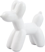 Notakia Cute Ceramics White Balloon Dog Statue Crafts Living Room Desktop Decorations,Handmade Modern Small Ceramic Animal Statue Ornament Home Decor Accents (White, Small)