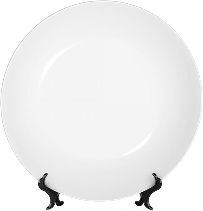 AKAISOEDN Custom Bone China Decorative Plate with Picture Logo Text Personalized DIY Photo Ceramic Dinner Plates with Display Stand Living Room Kitchen Office Decoration, White, 10in