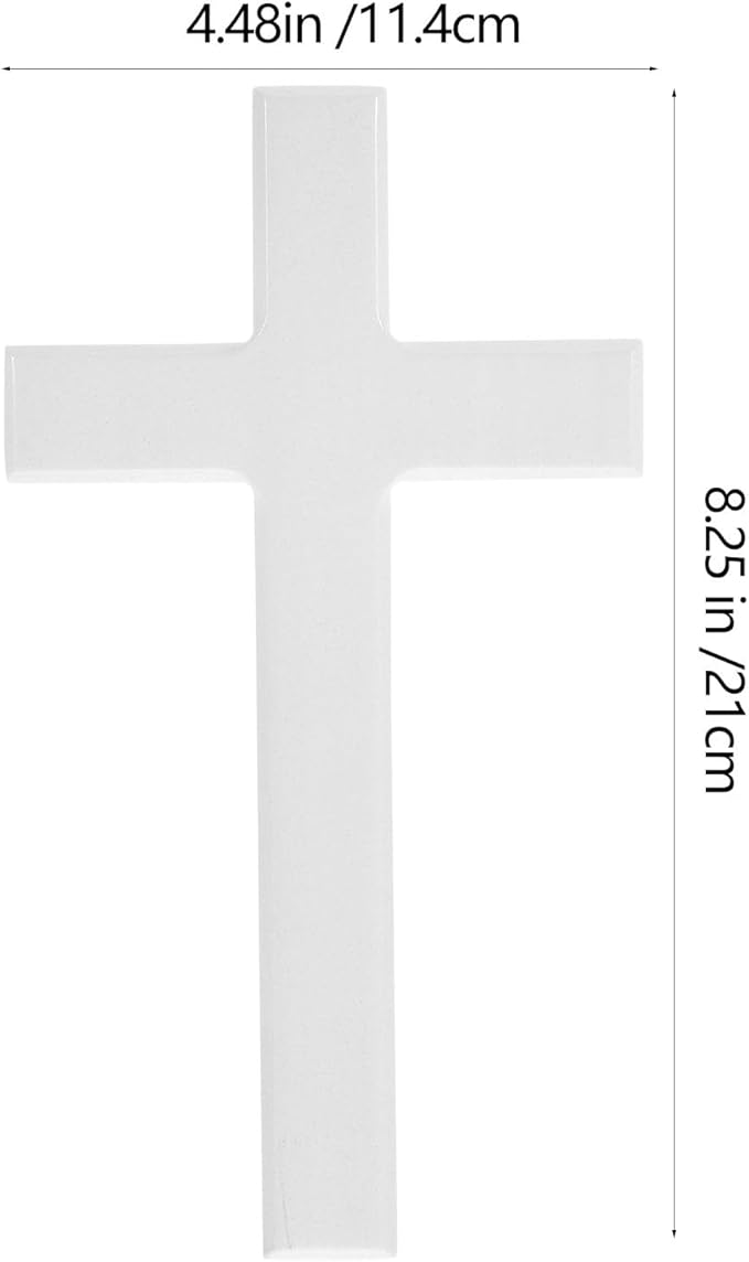 BESTOYARD 8.26 inch Large White Wooden Wall Cross, Solid Wood Christian Decor for Home, Living Room, Church Altar - Hanging Religious Spiritual Gift for Baptism, Christmas, House Blessing
