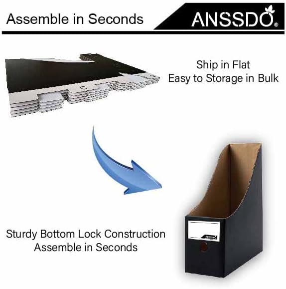ANSSDO 24 Pack Black Cardboard Magazine Holder Premium Magazine File Holder Magazine Organizer, Magazine Storage Box, Large Volume Magazine File Organizer as Book Bins or Folder Holder for Desk
