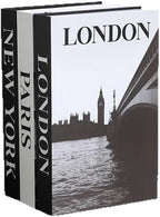 3 PCS Faux Decorative Books for Home Decor-Coffee Table Books Decor-Aesthetic Fake/Faux Books for Decoration,libros Decoration for Coffee Table, Shelf Accessories (3-Paris London Newyork kiss)