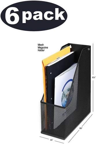 YBM HOME Mesh Steel Deluxe Magazine Rack, Extra Wide Magazine File Holder 2259-6 (6, Black)