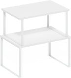 Furinno RAVEL Kitchen Countertop Organizer Set of 2, Nesting Counter Shelves, Kitchen Storage, Expandable, Stackable, Spice Rack, for Kitchen, Pantry, Coffee Bar, White