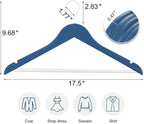 TOPIA HANGER Premium Wooden Hangers with Non-Slip Pant Bar, 360°Swivel Hook and Shoulder Notches, 16 Pack Solid Wood Clothes Hangers for Suit, Coat, Jacket, Camisole(Blue/White)-CT35BW1