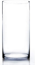 WGV Cylinder Vase Bulk, Width 8", Height 16", Clear Wide Large Diameter Flower Glassware, Floral Container, Planter Terrarium for Wedding Party Event, Home Accent Decor, 4 Pieces