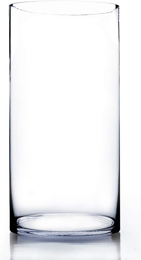 WGV Cylinder Vase Bulk, Width 8", Height 16", Clear Wide Large Diameter Flower Glassware, Floral Container, Planter Terrarium for Wedding Party Event, Home Accent Decor, 4 Pieces