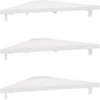 Furinno Rossi Triangle Floating Shelves for Wall, Set of 3 Geometric Corner Shelf, Wall Mounted Shelves for Bathroom, Home Office, Living Room, White
