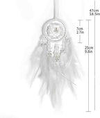 Car Dream Catcher, Rearview Mirror Accessory, Lucky Ornament, White