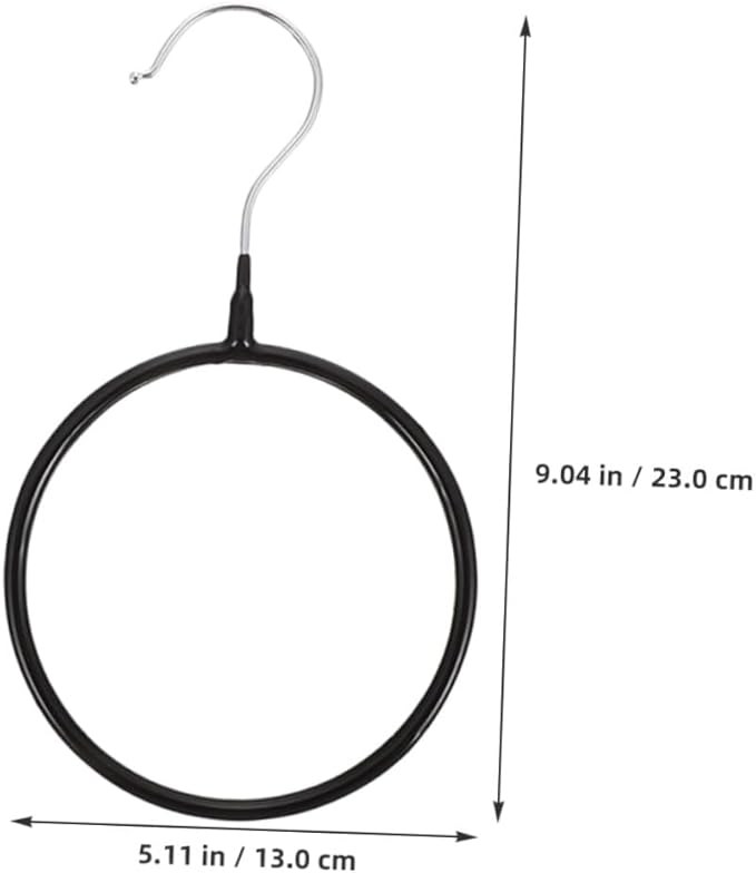 ABOOFAN 10pcs Heavy-Duty Metal Scarf Hanger Rings with Plastic Coating, Multi-Functional Scarf and Belt Organizer for Closet Storage and Display, Black Large Size for Home and Travel Use