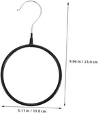 ABOOFAN 10pcs Heavy-Duty Metal Scarf Hanger Rings with Plastic Coating, Multi-Functional Scarf and Belt Organizer for Closet Storage and Display, Black Large Size for Home and Travel Use