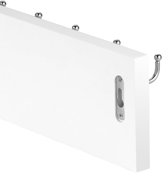 Treehouse Belt Organizer Rack, Holds Over 28 Large Belts, Sturdy Metal & Solid Wood Storage Holder for Closet, Versatile, Wall Mounted Belt & Tie Display Hanger for Bedroom - (White)16''L x4.25''H