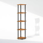 Furinno Turn-N-Tube Storage Shelves, 5-Tier Book Shelf, Corner Shelf, Toolless Open Shelves, for Organization and Storage, Living Room, Home Office, Hallway, Bedroom, Light Cherry