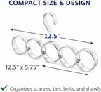 5-Hole Snag-Free Scarf Hanger Closet Organizer, Clear Plastic Accessory Holder for Scarves Belts Shawls Ties