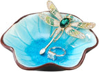 Ice Cracking Leaf Jewelry Dish, Decorative Ring Holder Small Trinket Tray Bowl, Gifts for Daughter Mom Friends, Lake Blue.