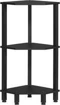 YUFAM 3-Tier Corner Shelf with Sturdy 5-Leg Base, Wooden Corner Bookshelf for Small Spaces, Small Corner Table for Living Room, Bedroom, Office, Black