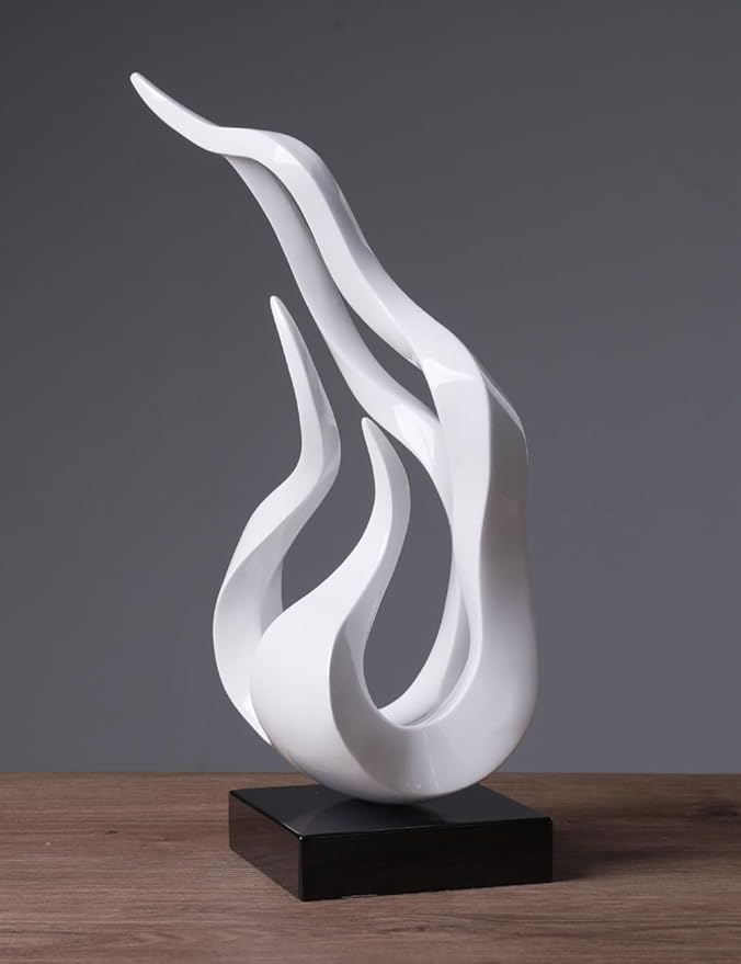 Abstract Sculpture Decor Modern Art Gift Holy Flame Figurine Statue for Home Office Living Dining Room White 16.5 Inch