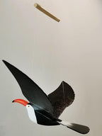 WitnyStore 24" Black Orange White Toucan Wooden Flying Bird Mobile Kinetic Hanging Sculpture for Adult Collectors Handcrafted Room Decoration Display Art Dynamic Overhead Ornament