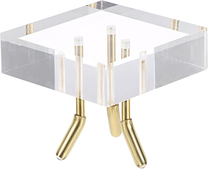Hipiwe Gold Metal Arm Display Stand Easel with Acrylic Base Small Display Easel Holder for Sphere Crystal Ball Mineral Geodes Rock Seashell, Medium