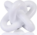 White knot sculpture, three-knot sculpture white home decor accent, suitable for rustic-style coffee table stands, living room TV cabinets, dining tables, entryway shelves, and small decorations.
