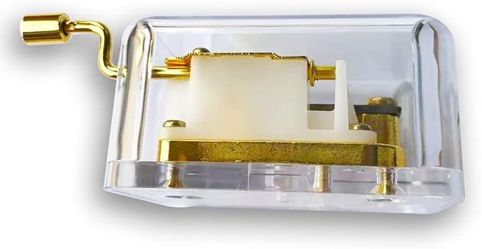 BinkeGG Play (Kiss The Rain) Clear Acrylic Hand Crank Music Box with Sankyo Musical Movement (65 Tunes Option)