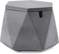 FREELOVE Concrete Ashtray with Lid & Stainless Steel Ashtrays for Cigarettes, Cement Ash Tray Smoking Holder Indoor Smokeless Outdoor Windproof Patio Home Office Cool Decor(Grey, Large)
